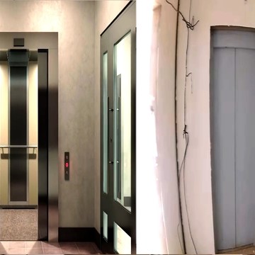 Слева рекламный буклет лифта, справа - его реальное воплощение