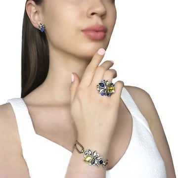 Серьги, кольцо и браслет с кристаллами "Этуаль". Сайт eloiza.net.