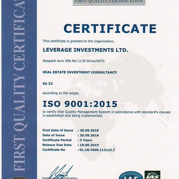 Международный сертификат качества ISO 9001:2015