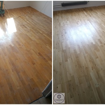 Циклевка, шлифовка, лакировка паркетной доски из дуба.