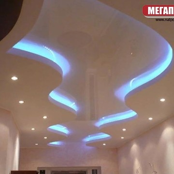 двухуровневые натяжные потолки с подсветкой