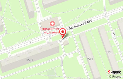 Продовольственный магазин в Альпийском переулке на карте