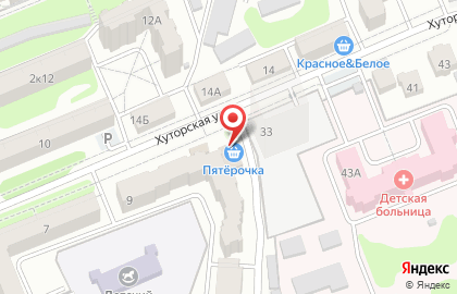 Супермаркет Магнит на Хуторской улице на карте