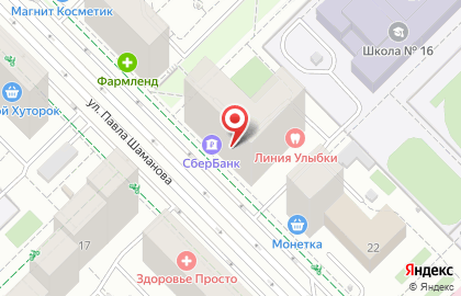 Стоматологическая клиника Линия улыбки на улице Павла Шаманова на карте