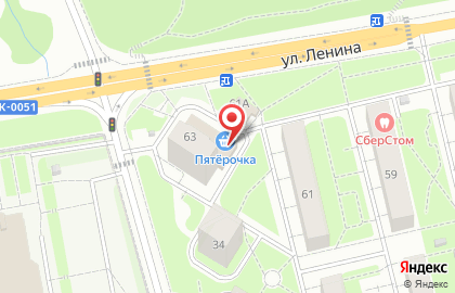 Супермаркет Пятёрочка на улице Ленина в Лобне на карте