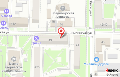 Продовольственный магазин на Рыбинской улице на карте