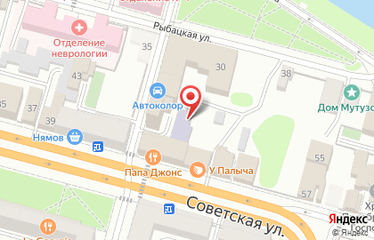 Магазин автотоваров Автоколор на Советской улице на карте