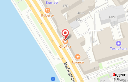 Ресторан Слойка на Выборгской набережной на карте