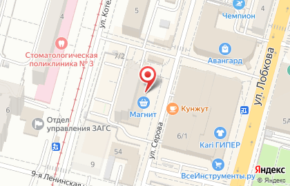 Супермаркет Магнит у дома на улице Котельникова, 7 на карте