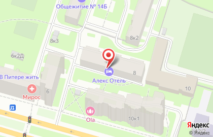 Отель Алекс на метро Площадь Мужества на карте