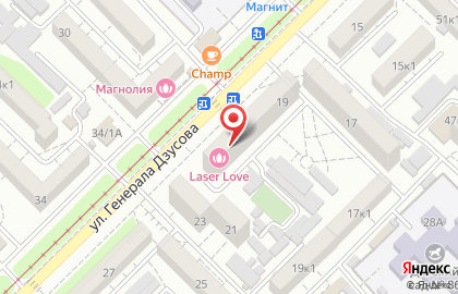 Студия косметологии Laser Love на улице Генерала Дзусова на карте