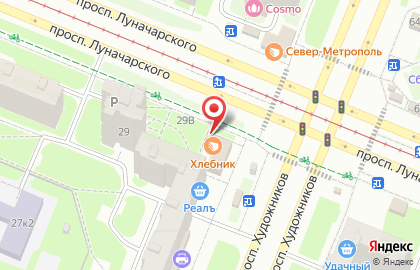 Салон связи Связной на проспекте Луначарского на карте