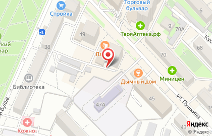 Азимут на улице Пушкина на карте