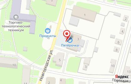Супермаркет Пятёрочка на Новгородской улице, 3 на карте
