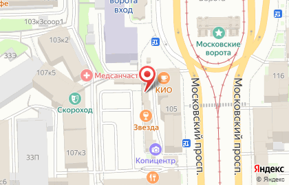 Звезда на Московском проспекте на карте