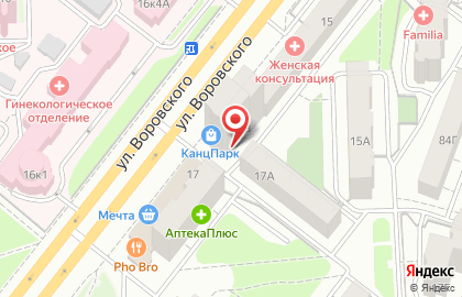 Зоомаркет на улице Воровского на карте