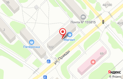 Супермаркет Магнит на улице Правды на карте