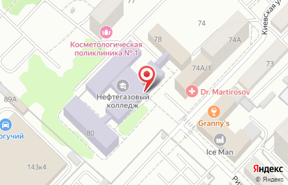 Многопрофильный колледж Тюменский индустриальный университет на Киевской улице на карте