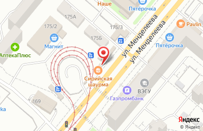 Сеть стрит-кафе Шаурмишка на улице Менделеева на карте