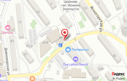 Продуктовый магазин Кубанский хуторок на улице Дивноморской на карте