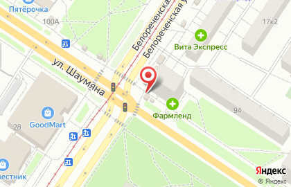 Киоск по продаже колбасных изделий на улице Шаумяна на карте