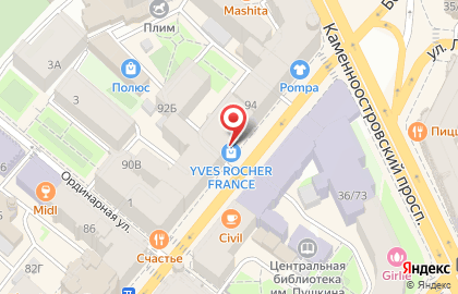 Spa-салон растительной косметики Yves Rocher France в Петроградском районе на карте