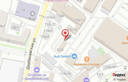 Автомойка Аквастар на Дербеневской улице на карте
