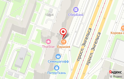 Ресторан и суши-бар Евразия на проспекте Просвещения на карте