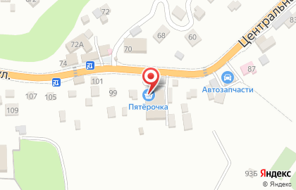 Супермаркет Пятёрочка на Центральной улице на карте