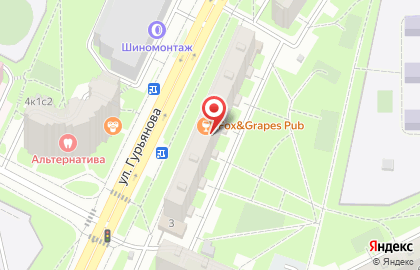 Паб Fox & Grapes на улице Гурьянова на карте