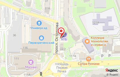 Банкомат АТБ на улице Острякова на карте