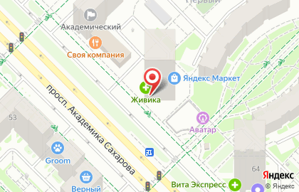 Салон красоты Брусника на проспекте Академика Сахарова на карте