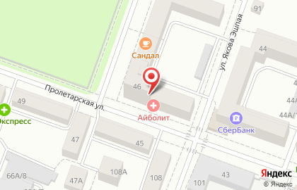 Медицинский многопрофильный центр Айболит на Пролетарской улице на карте