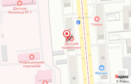 Детская поликлиника, Детская городская клиническая больница №1 на площади Сибиряков-Гвардейцев на карте