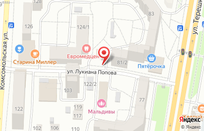 Киоск по продаже питьевой воды Артезианская вода в Центральном районе на карте