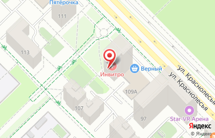Медицинская компания Инвитро на улице Краснолесья на карте