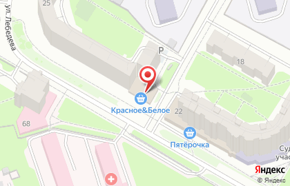 Супермаркет Малинка на улице Лебедева на карте