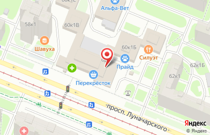 Магазин овощей и фруктов на проспекте Луначарского на карте