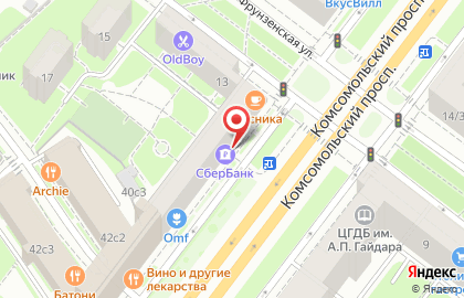Банкомат СберБанк на Комсомольском проспекте, 40 на карте