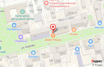 Служба доставки Додо Пицца в Ростове-на-Дону на карте
