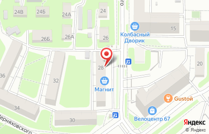 Супермаркет Магнит на улице Черняховского на карте