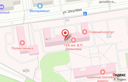 Городская клиническая больница №68 на улице Шкулёва на карте