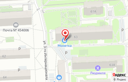 Магазин Монетка в Челябинске на карте