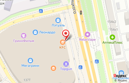 Ресторан быстрого питания KFC в Белгороде на карте
