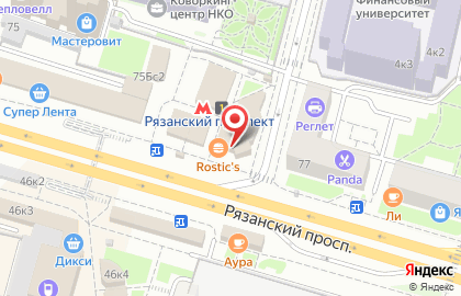 Ресторан быстрого питания KFC в Рязанском районе на карте