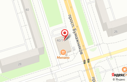 Пиццерия и суши-бар Милано на проспекте Бумажников на карте