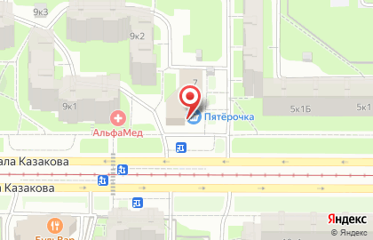 Магазин овощей и фруктов на улице Маршала Казакова на карте