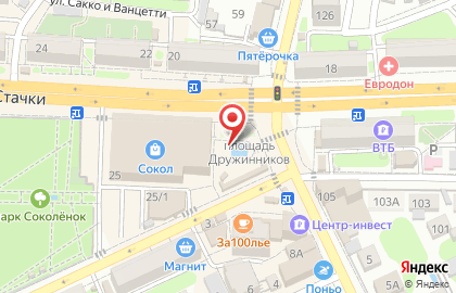 Международная сеть ресторанов быстрого питания Ташир Пицца в Железнодорожном районе на карте