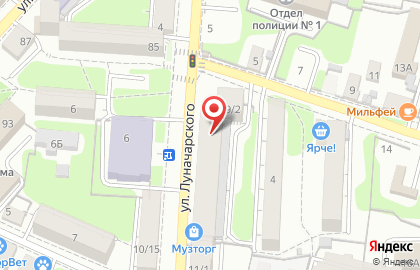 Среднерусский банк Сбербанка России на улице Луначарского на карте
