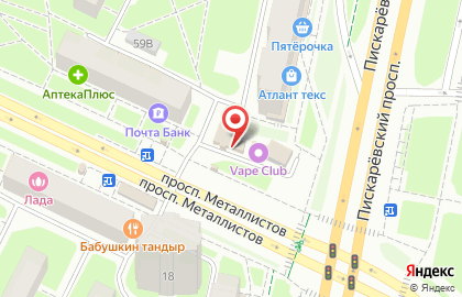 Салон продаж и обслуживания Теле2 в Красногвардейском районе на карте